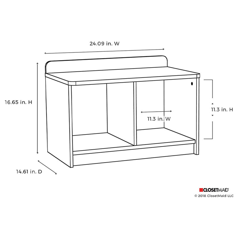 ClosetMaid Cubeical 149400 Heavy Duty Small Wood 2-Cube Storage Bench, White