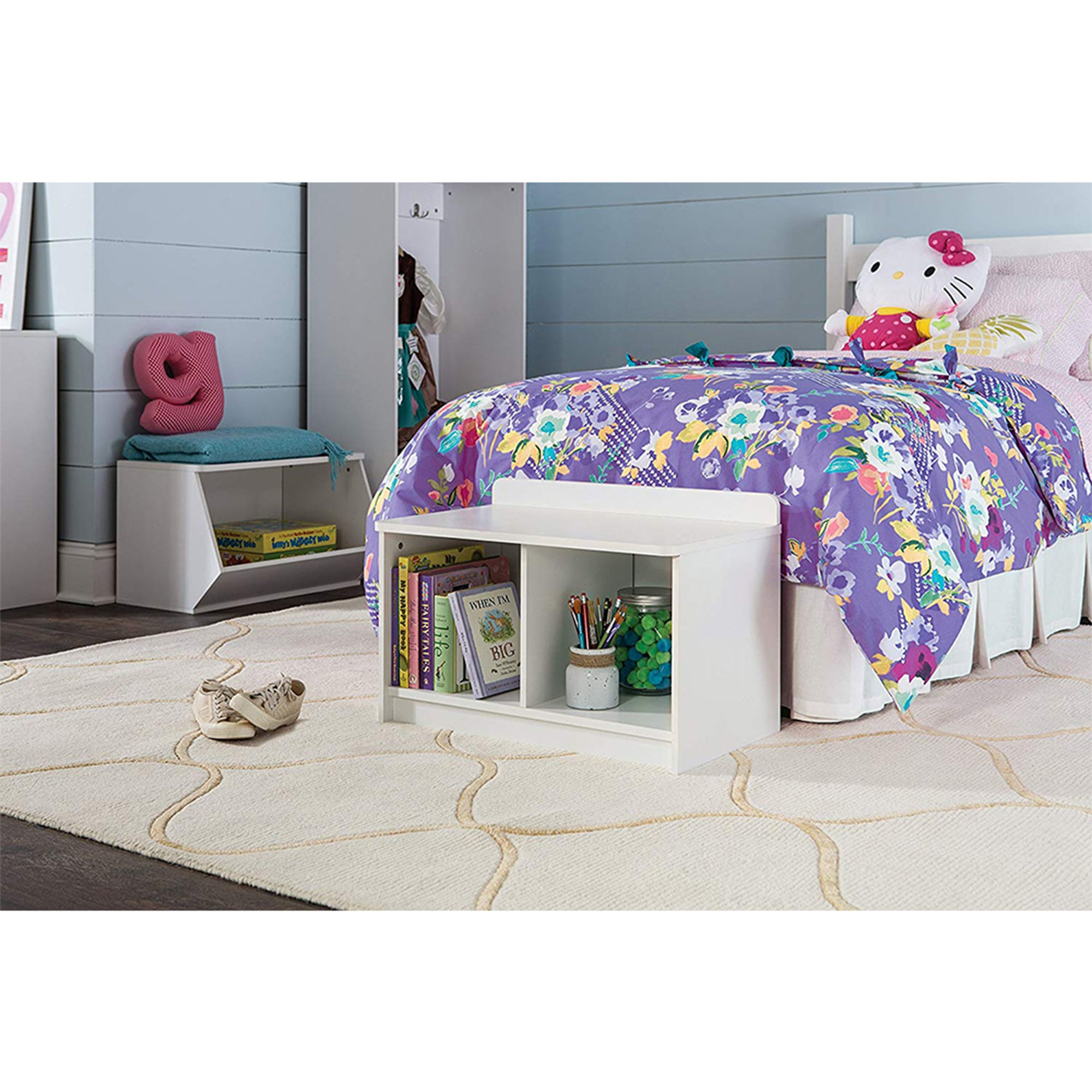 ClosetMaid Cubeical Heavy Duty Small Wood 2-Cube Storage Bench, White (Open Box) - VMInnovations