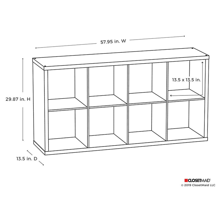 ClosetMaid Decorative Bookcase Open Back 8-Cube Storage Organizer, Graphite Gray