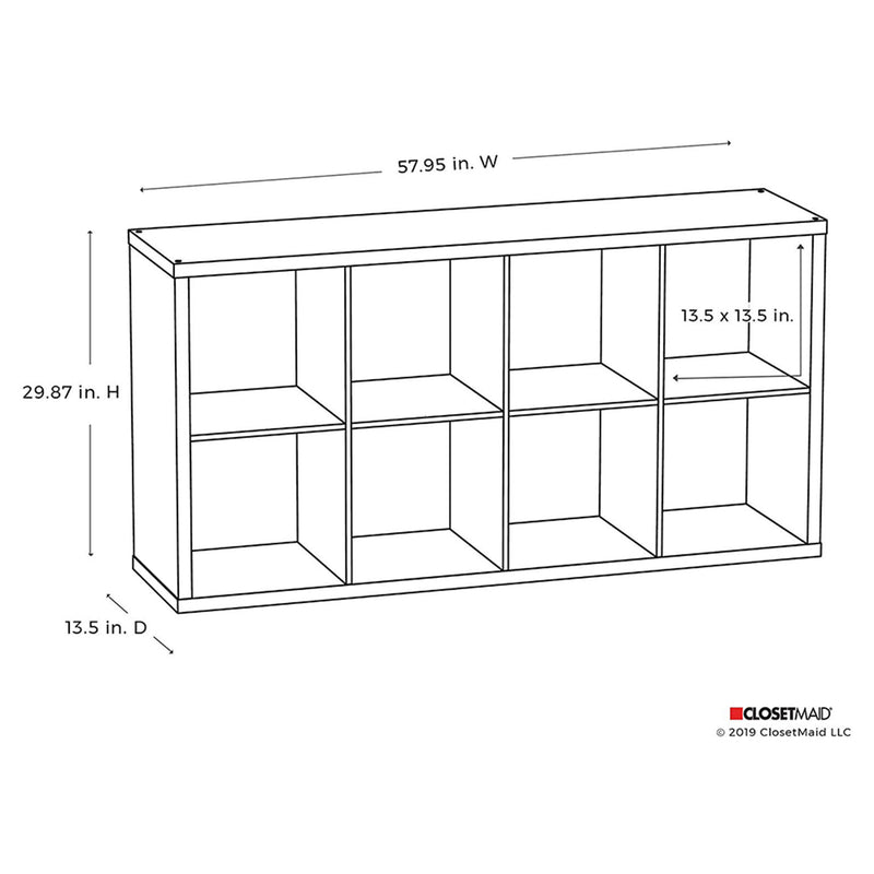 ClosetMaid Decorative Bookcase Open Back 8-Cube Storage Organizer, Graphite Gray