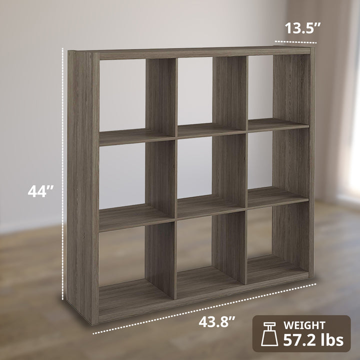 Decorative Bookcase Open Back 9-Cube Storage Organizer, Graphite Gray (Used)