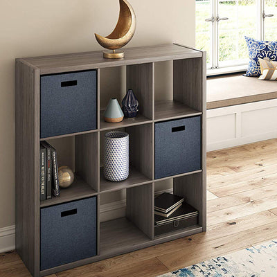 Decorative Bookcase Open Back 9-Cube Storage Organizer, Graphite Gray (Used)