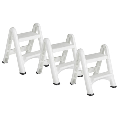 Rubbermaid EZ Step 2 Step Folding Step Stool with Foot Pads, White (3 Pack)