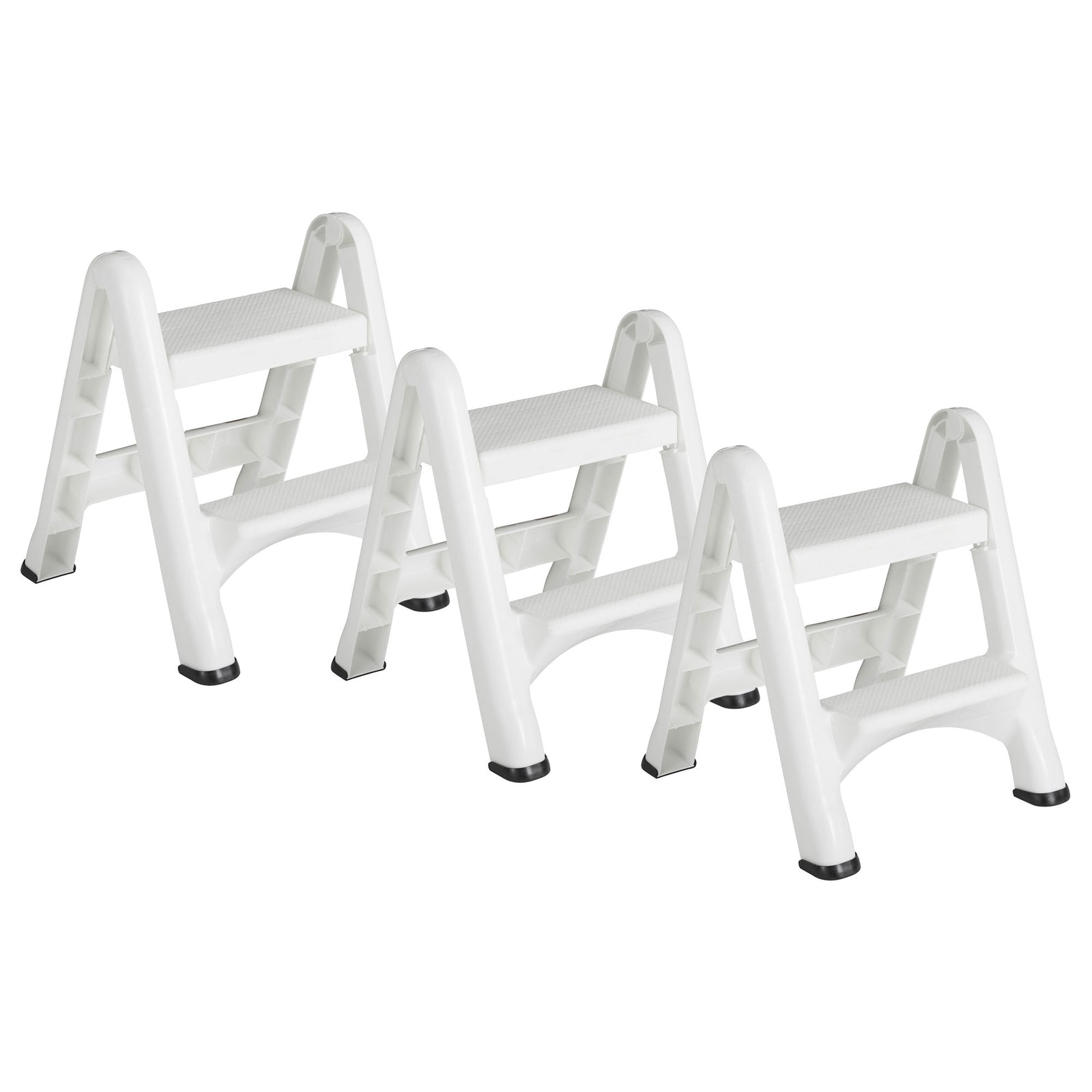 Rubbermaid EZ Step 2 Step Folding Step Stool with Foot Pads, White (3 Pack) - VMInnovations