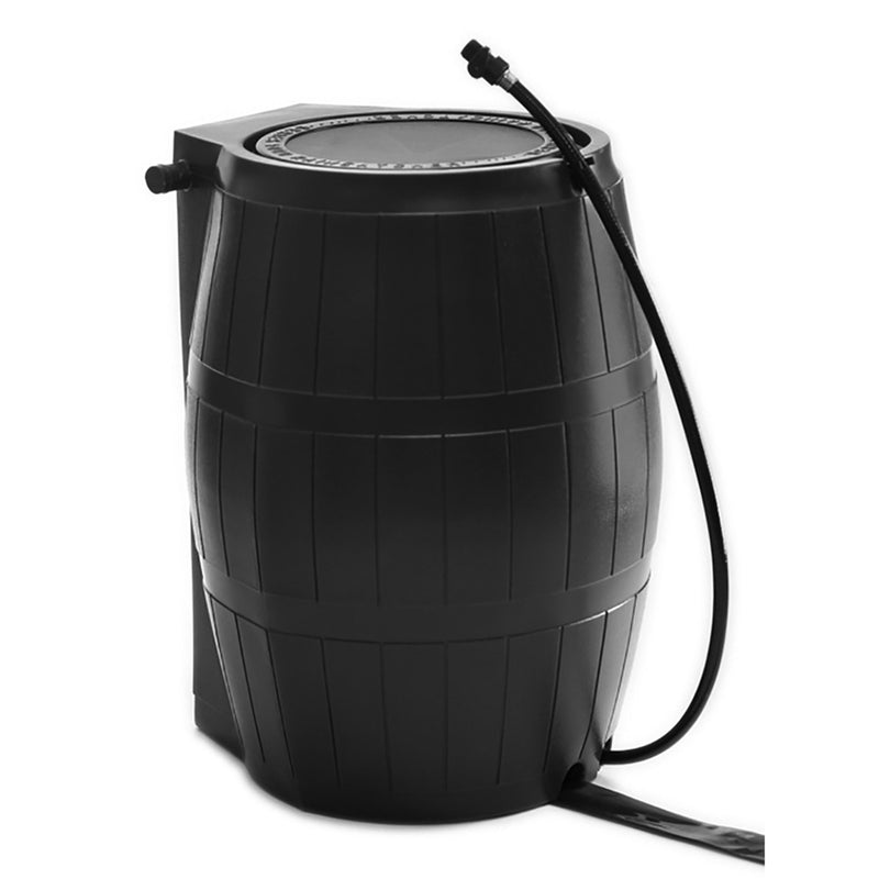 FCMP Outdoor RC4000-BLK 50-Gallon BPA Free Home Rain Water Catcher Barrel, Black - VMInnovations