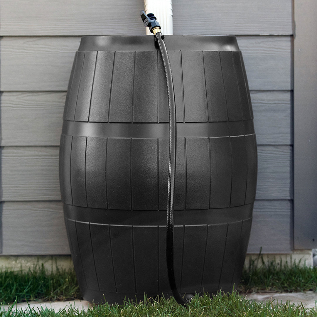 FCMP Outdoor 45-Gallon BPA Free Home Rain Water Catcher Barrel, Black (Used)