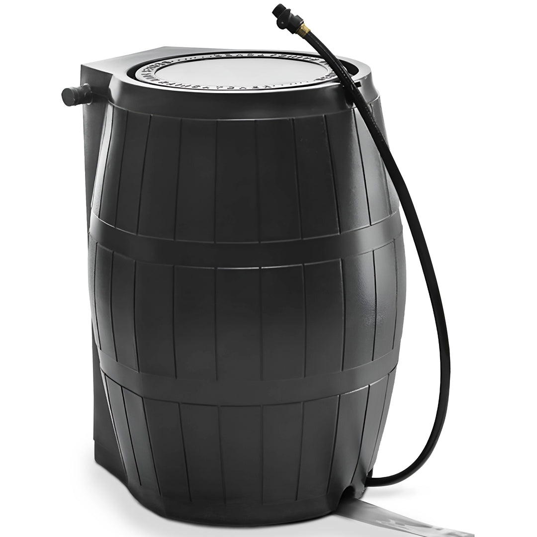 FCMP Outdoor 45-Gallon BPA Free Home Rain Water Catcher Barrel, Black (Open Box)