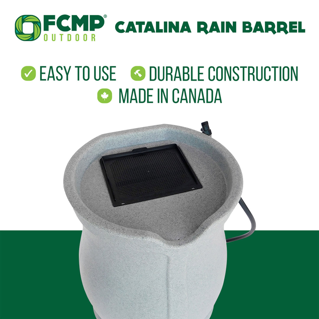 FCMP Outdoor Water Irrigation 45 Gal Catalina Rain Barrel, Granite (For Parts)