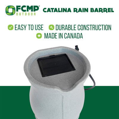 FCMP Outdoor Water Irrigation 45 Gal Catalina Rain Barrel, Granite (For Parts) - VMInnovations