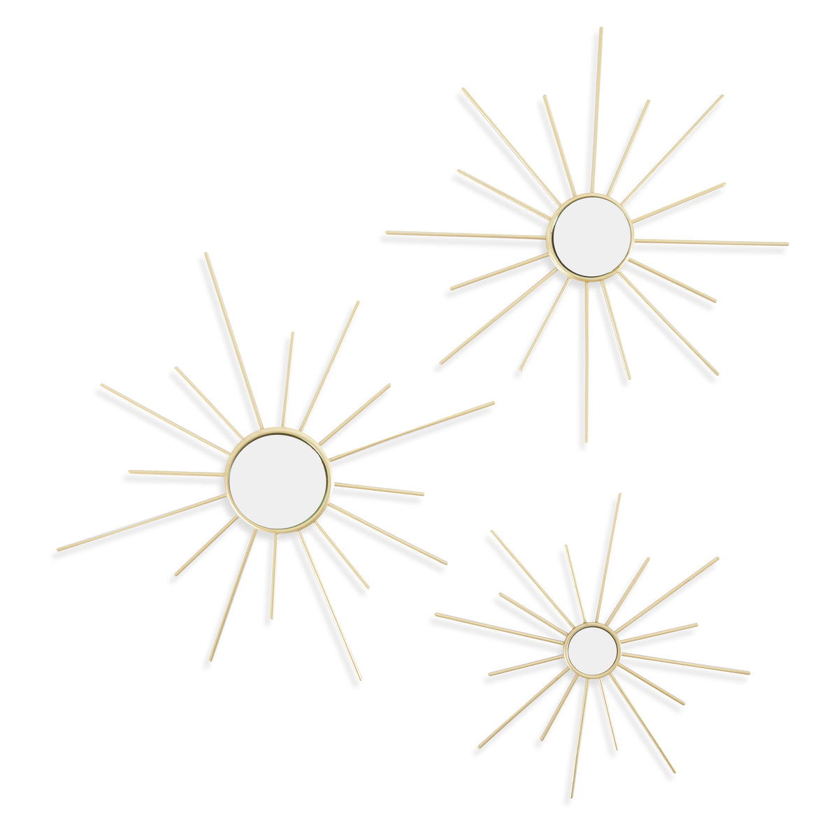 Stratton Home Mirror Metallic Modern Wall Art Decor Set of 3, Gold (Damaged)
