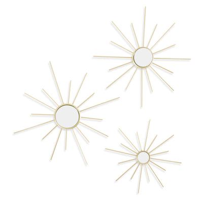 Stratton Home Mirror Metallic Modern Wall Art Decor Set of 3, Gold (Damaged)