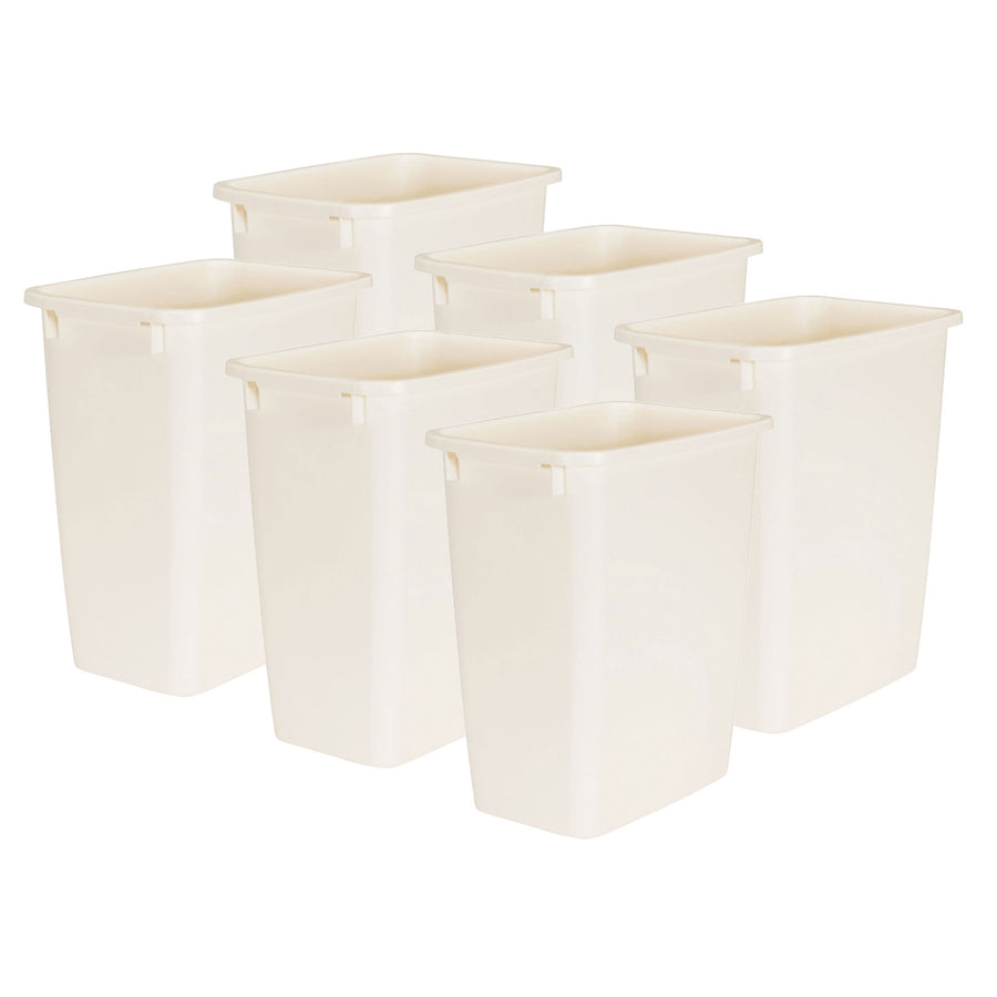 Rubbermaid 21 Quart Rectangular Kitchen Wastebasket Trash Can, Bisque (6 Pack) - VMInnovations
