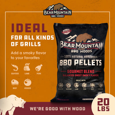Bear Mountain BBQ Natural Hardwood Gourmet Blend Smoker Pellets, 20 lbs (3 Pack)