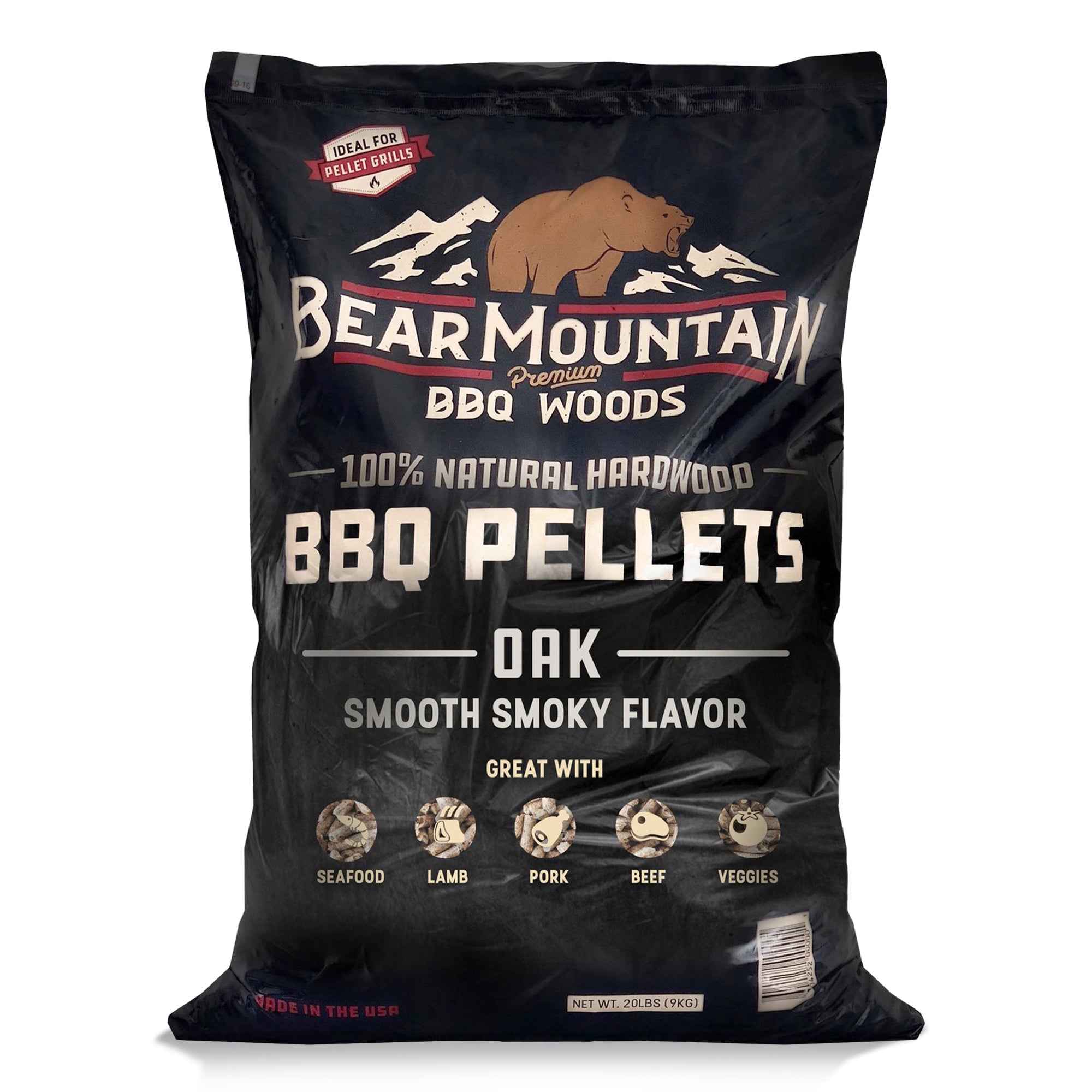 Bear Mountain BBQ All-Natural Hardwood Oak BBQ Smoker Pellets, 20 lbs (Open Box)