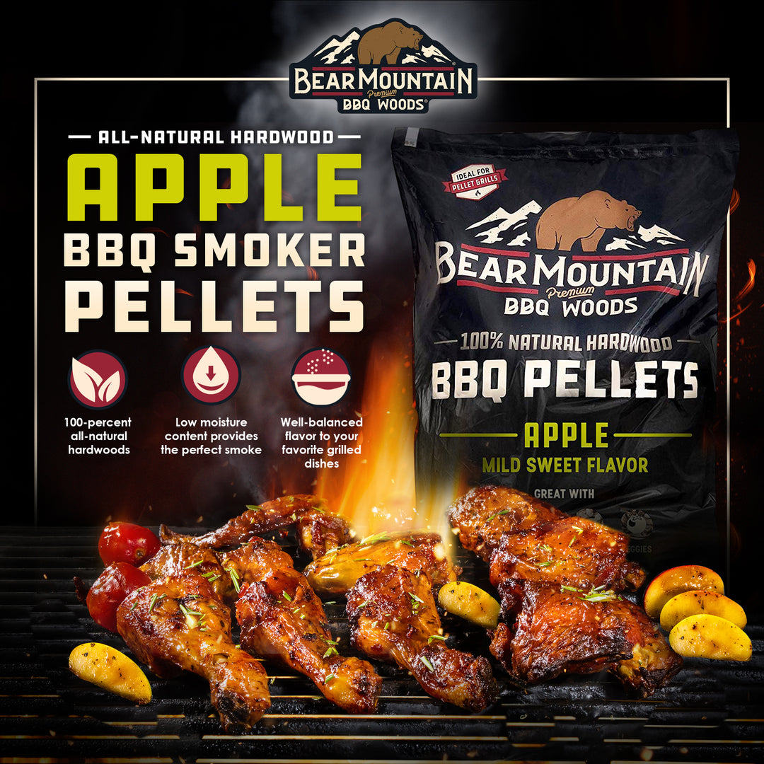 Bear Mountain BBQ Premium All-Natural Hardwood Apple Smoker Pellets, 20 Pounds - VMInnovations