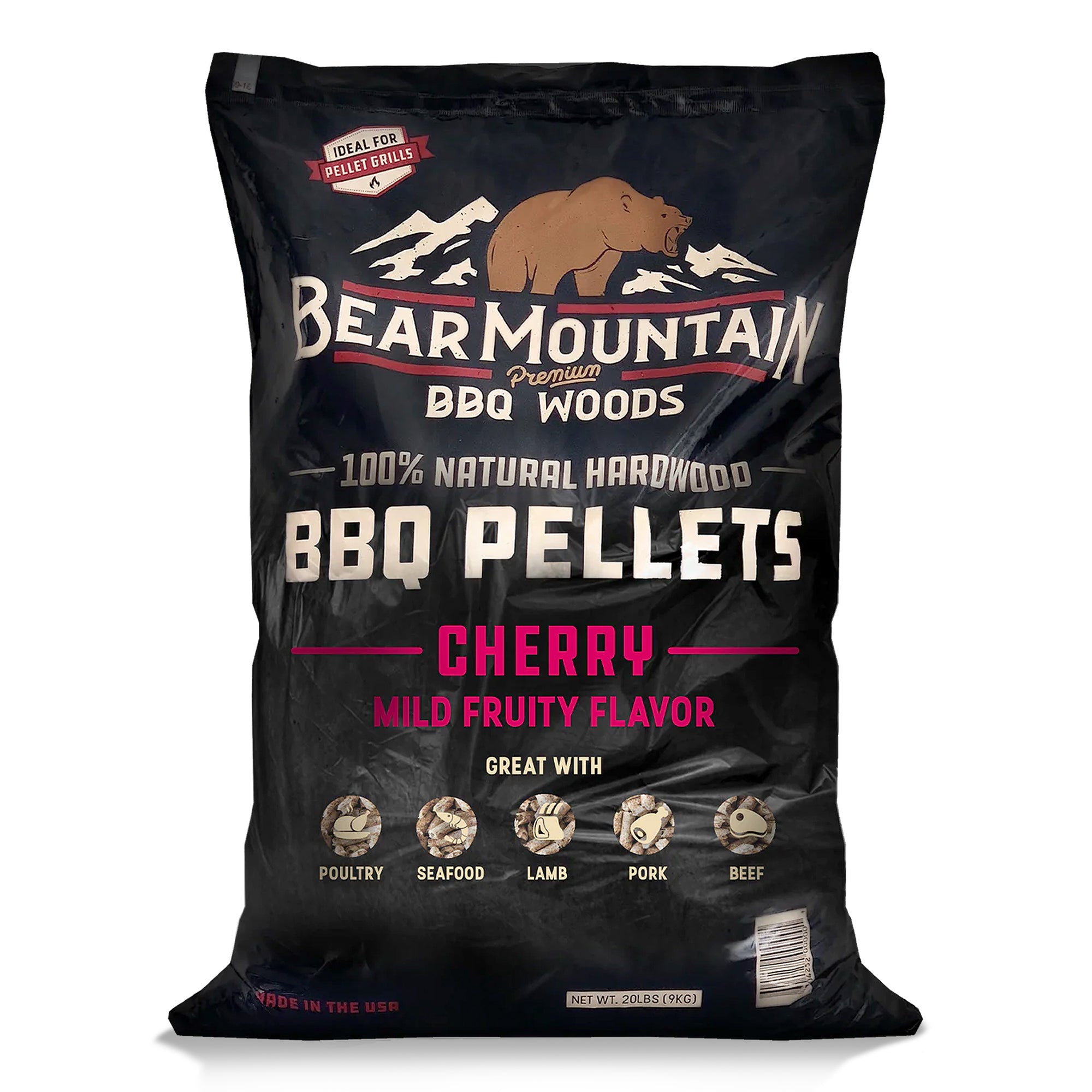 Bear Mountain BBQ Premium All-Natural Hardwood Cherry BBQ Smoker Pellets, 20 lbs - VMInnovations