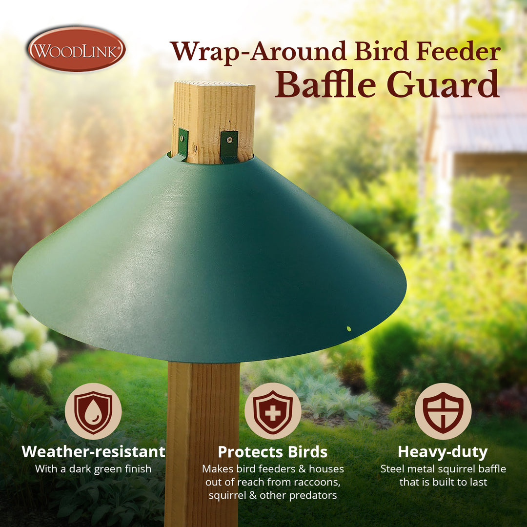 Woodlink Metal Wrap Around Bird Feeder Squirrel Baffle Guard for 4 x 4 Inch Pole