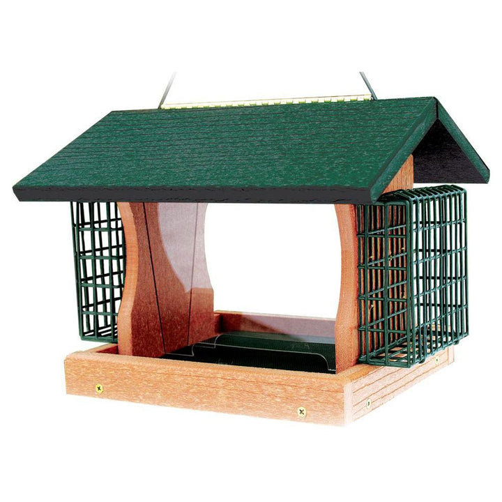 Woodlink Going Green 5.5lb Seed Hanging Bird Feeder w/2 Suet Cages, Green (Used)