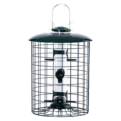 Woodlink 6 Port Protectant Metal Caged Seed Tube Hanging Bird Feeder, Green