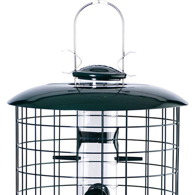 Woodlink 6 Port Protectant Metal Caged Seed Tube Hanging Bird Feeder, Green