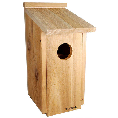 Woodlink Wooden Screech Owl Kestrel Bird House Nesting Box with Wood Shavings