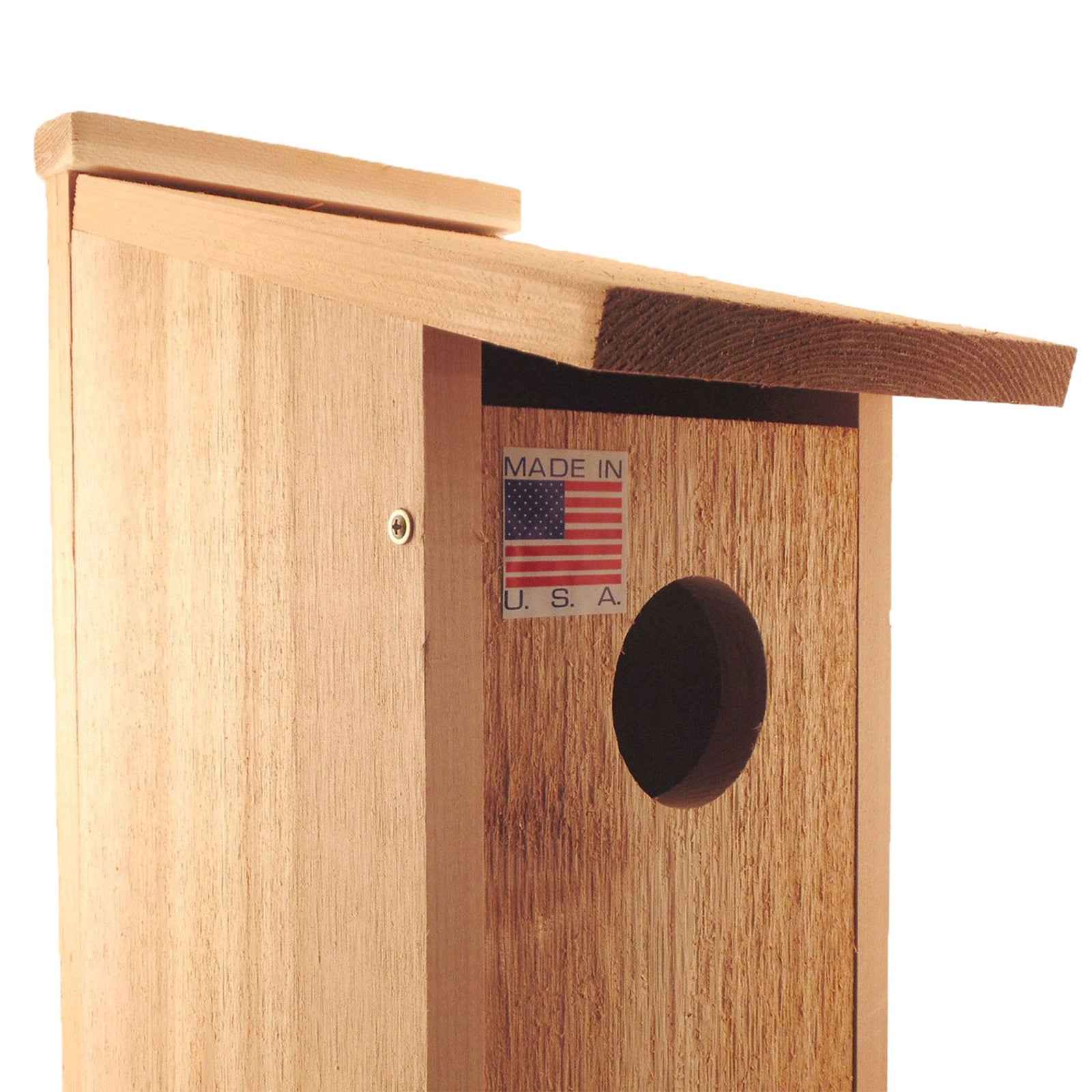 Woodlink Wooden Screech Owl Kestrel Bird House Nesting Box with Wood Shavings - VMInnovations