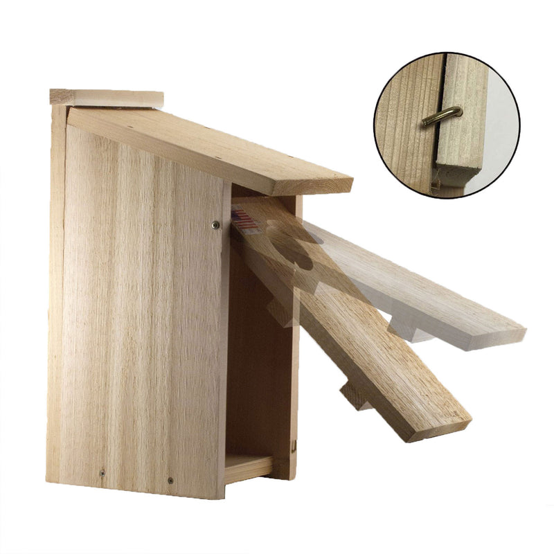 Woodlink Wooden Screech Owl Kestrel Bird House Nesting Box with Wood Shavings