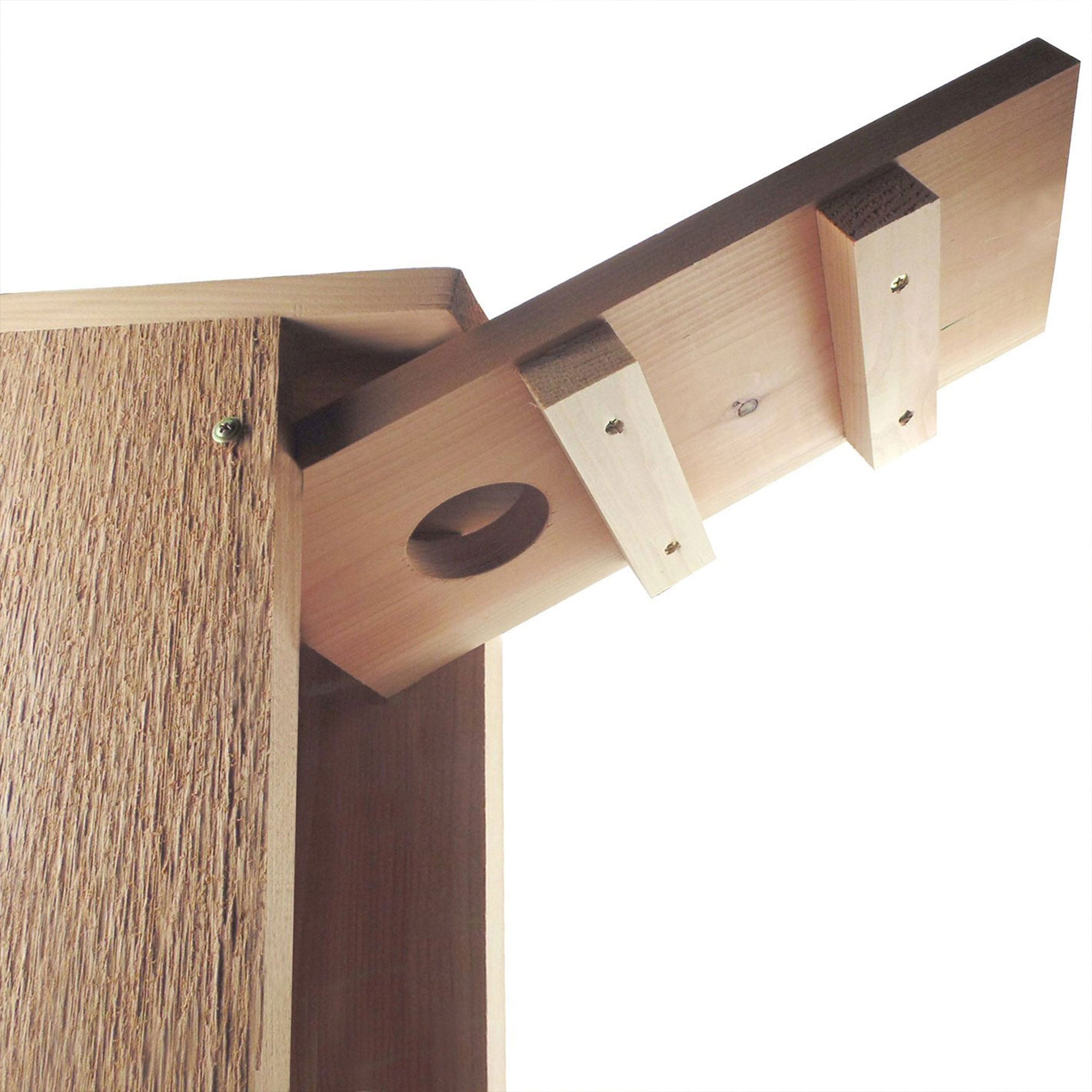 Woodlink Wooden Screech Owl Kestrel Bird House Nesting Box with Wood Shavings - VMInnovations