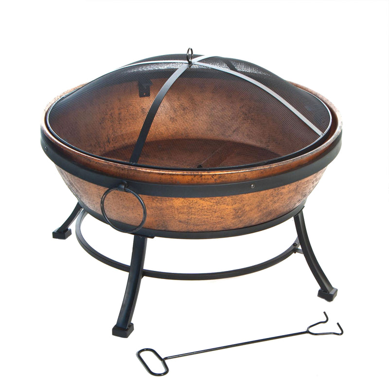 DeckMate Avondale Outdoor Portable Steel Fire Bowl Fire Pit, Copper (For Parts)