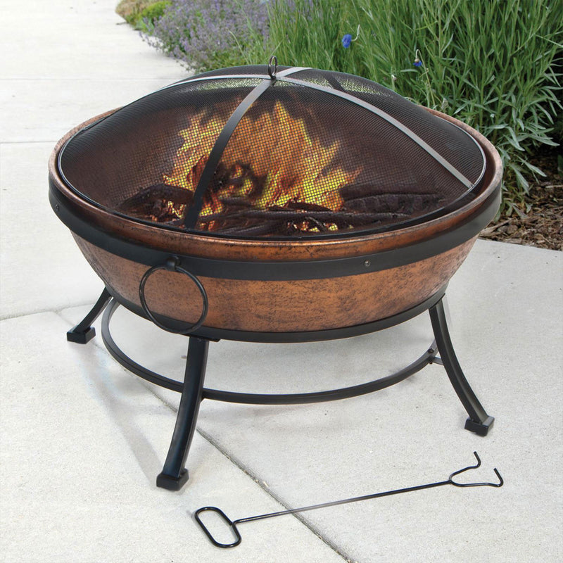 DeckMate 30371 Avondale Outdoor Patio Portable Steel Fire Bowl Fire Pit, Copper - VMInnovations