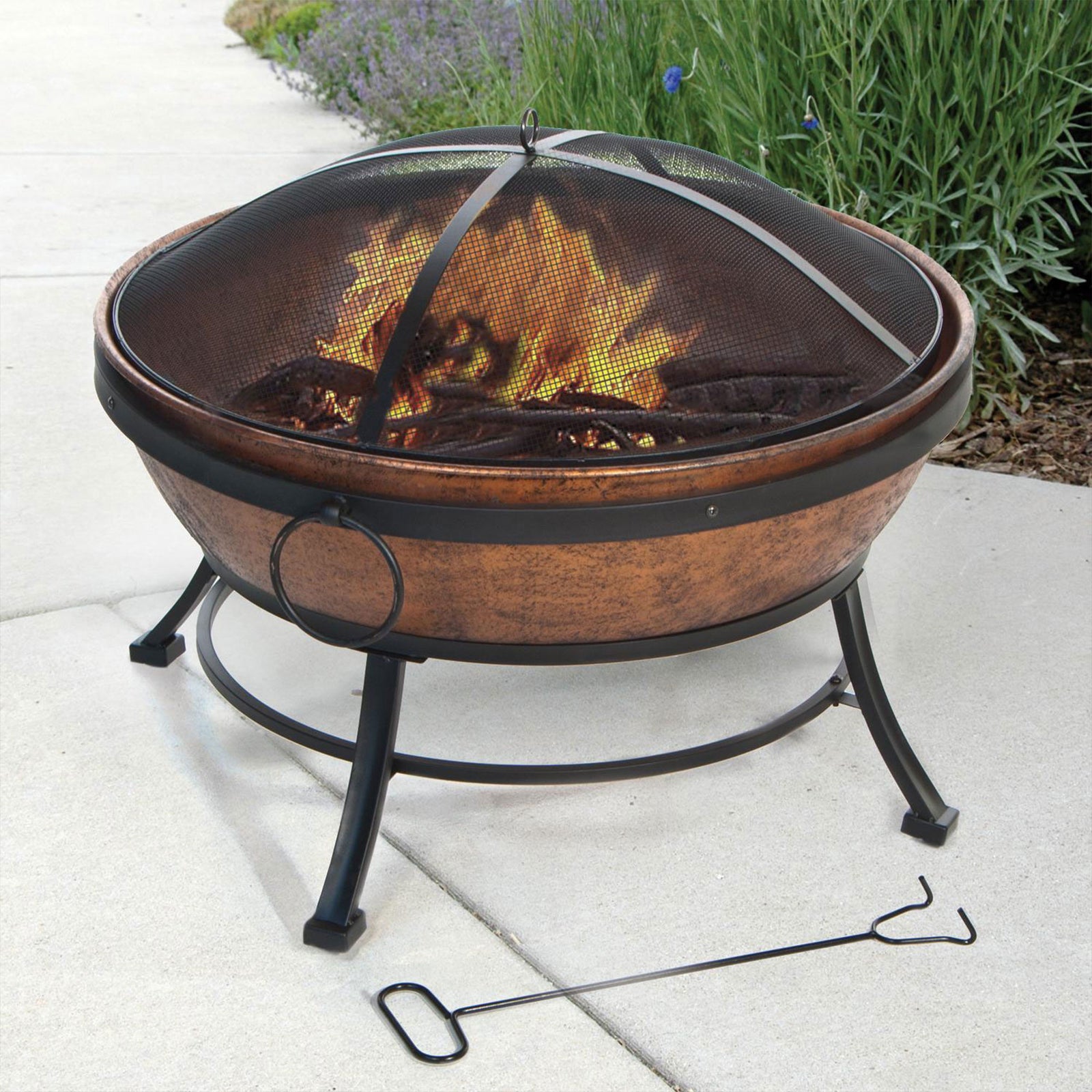 DeckMate Avondale Outdoor Patio Portable Fire Bowl Fire Pit, Copper (Open Box) - VMInnovations
