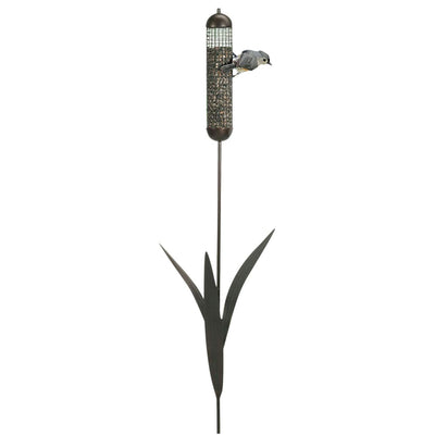 Woodlink 36 Inch Tall Portable Cattail Stake Bird Feeder with Metal Mesh Cage