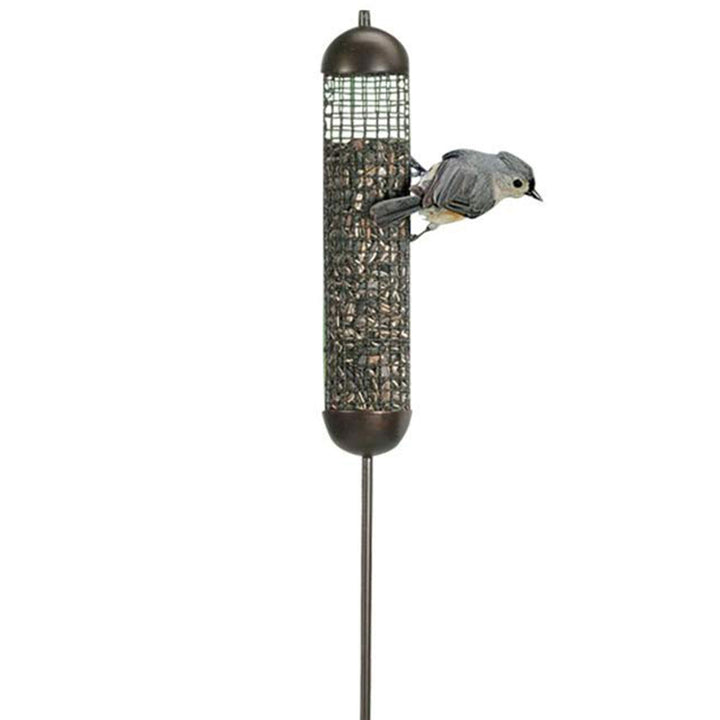 Woodlink 36 Inch Tall Portable Cattail Stake Bird Feeder with Metal Mesh Cage