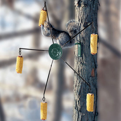 Woodlink Squirrel Go Round Metal Spinning Hanging 5 Corn Cob Squirrel Feeder