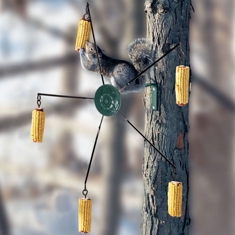 Woodlink Squirrel Go Round Metal Spinning Hanging 5 Corn Cob Squirrel Feeder