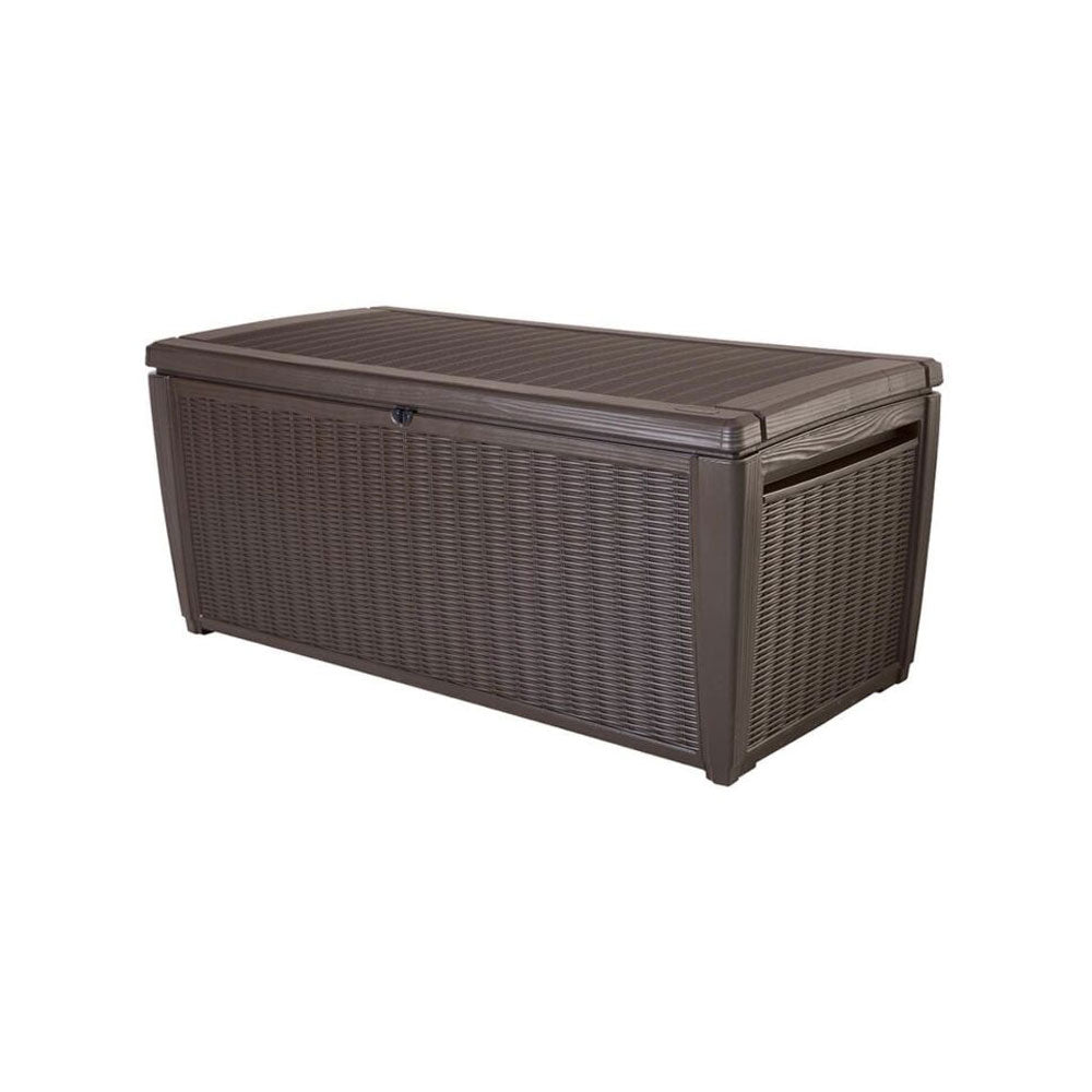 Keter 220941 Sumatra 135 Gallon Outdoor Pool Cushion Storage Deck Box, Brown (Refurbished)