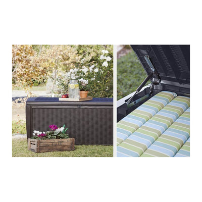 Keter Sumatra 135 Gallon Outdoor Pool Cushion Storage Deck Box, Brown (Used)