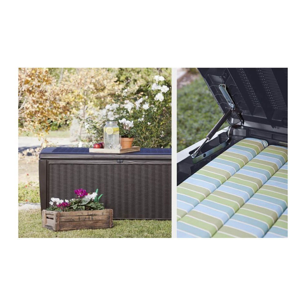 Keter 220941 Sumatra 135 Gallon Outdoor Pool Cushion Storage Deck Box, Brown (Refurbished)