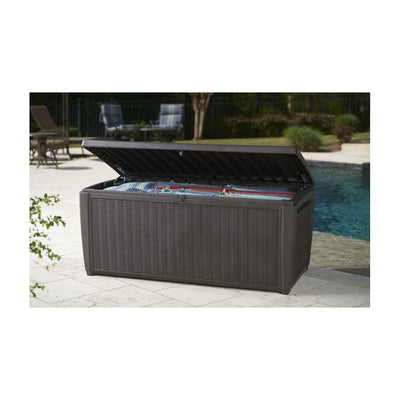 Keter Sumatra 135 Gallon Outdoor Pool Cushion Storage Deck Box, Brown (Used)