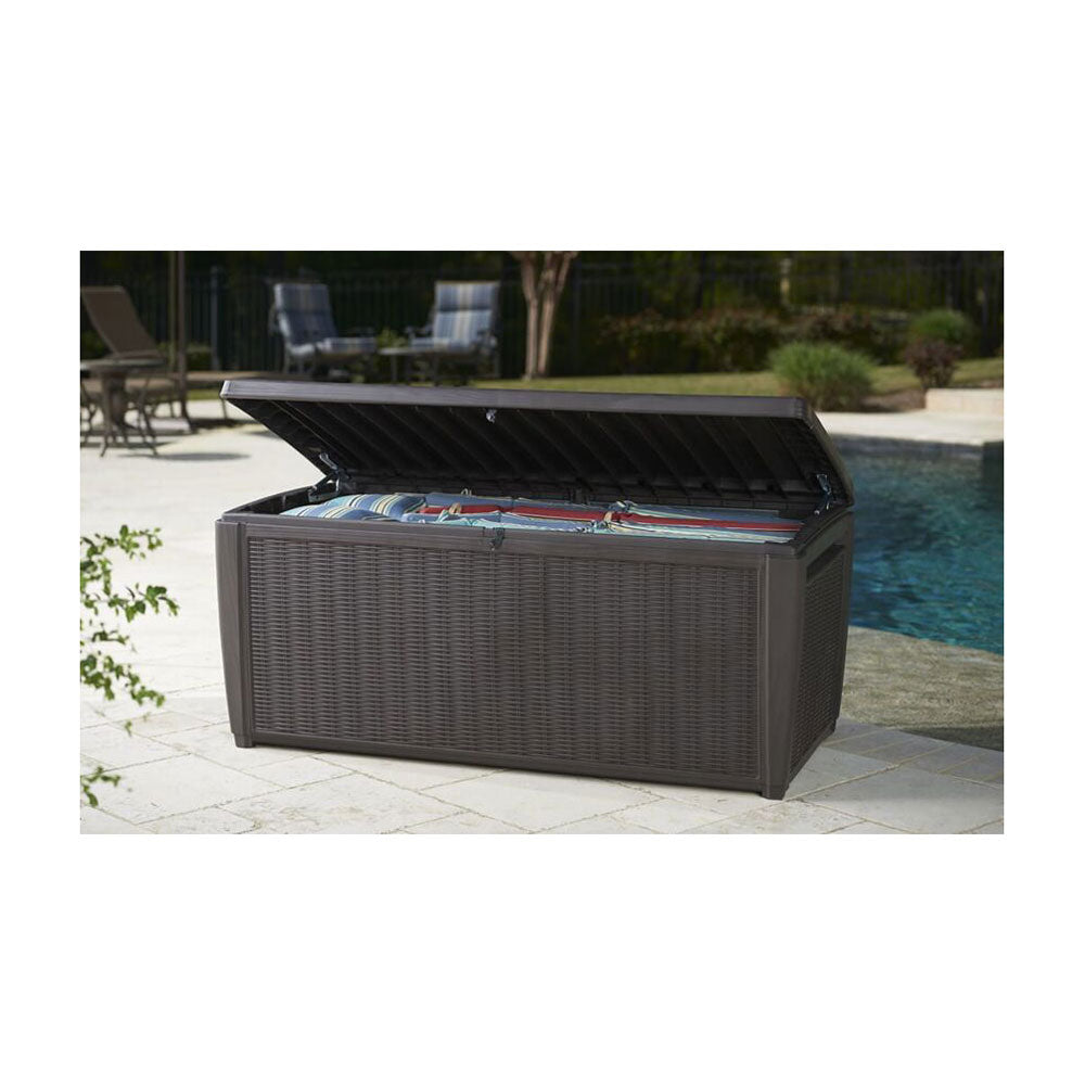 Keter 220941 Sumatra 135 Gallon Pool Cushion Storage Deck Box, Brown (Damaged)