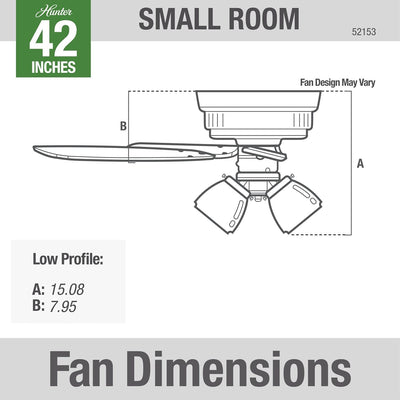 Hunter Fan Company 42 Inch Low Profile Ceiling Fan, Noble Bronze (Open Box)