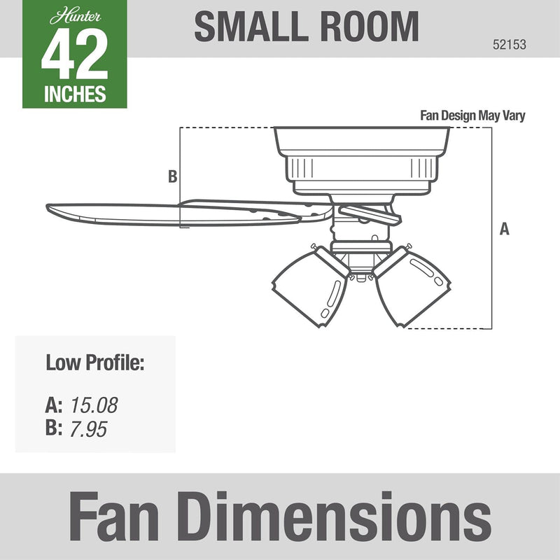 Hunter Fan Company 42 Inch Low Profile Ceiling Fan, Noble Bronze (Open Box)