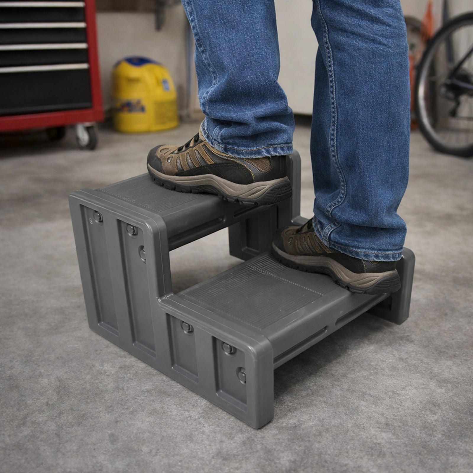 Vinyl Works 22 Inch Junior Resin Multi Purpose Home Spa and Hot Tub Steps, Gray - VMInnovations