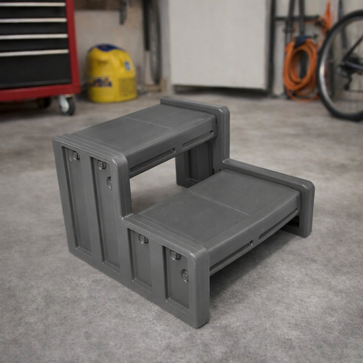 Vinyl Works 22 Inch Junior Resin Multi Purpose Home Spa and Hot Tub Steps, Gray - VMInnovations