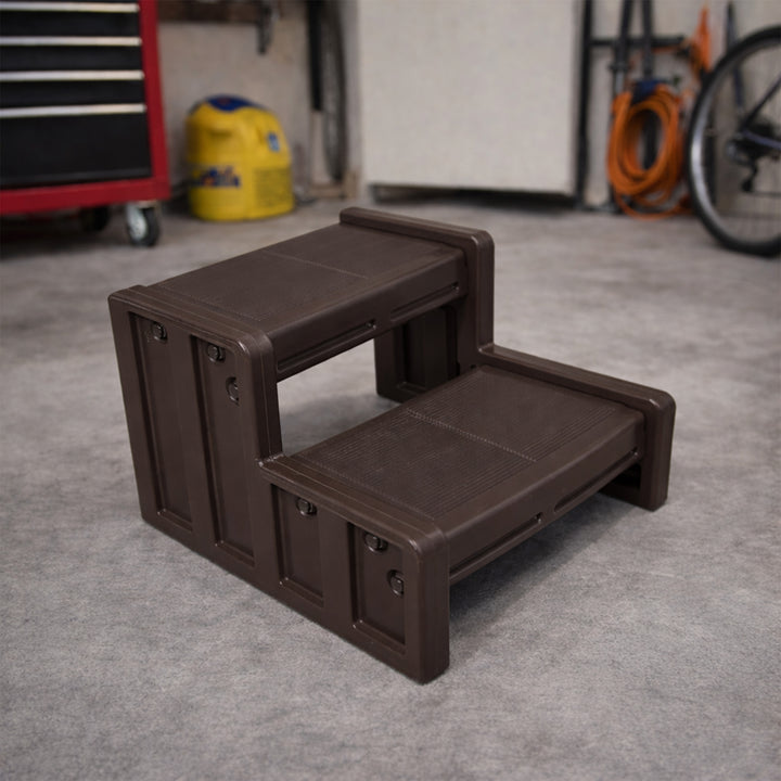 Vinyl Works 22 Inch Junior Resin Multi Purpose Home Spa and Hot Tub Steps, Mocha - VMInnovations