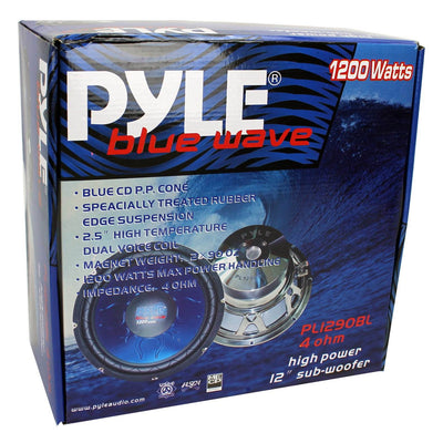 Pyle 12 Inch 1200 Watt DVC Blue Power Stereo Car Audio Subwoofer (For Parts)
