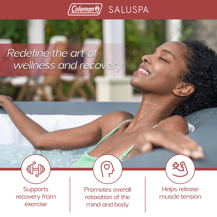 Coleman SaluSpa 4 Person Portable Inflatable Square Hot Tub & 12 Bestway Filters - VMInnovations