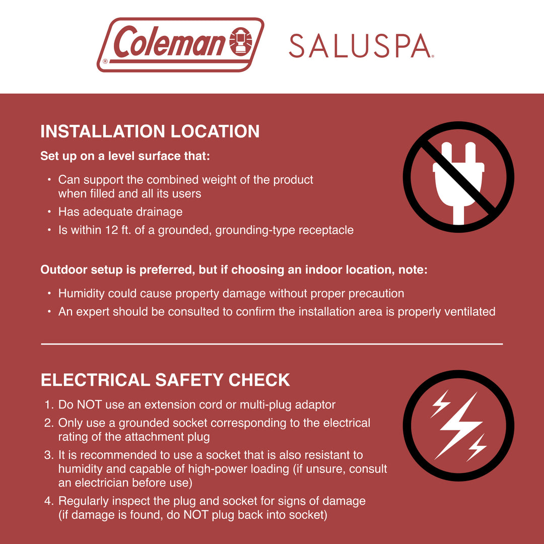 Coleman SaluSpa 4 Person Portable Inflatable Square Hot Tub & 12 Bestway Filters - VMInnovations