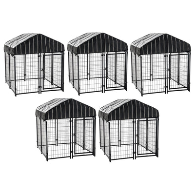 Lucky Dog 4'6"H x 4'L x 4'W Welded Wire Fence Pet Kennel w/ Cover (5 Pack)