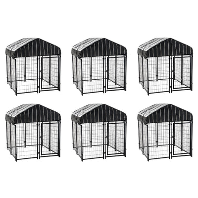 Lucky Dog 4 x 4.5 Ft Large Covered Wire Dog Fence Kennel Pet Play Pen, (6 Pack)